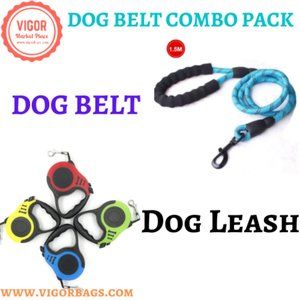 Automatic Telescopic Tractor Retractable Dog & Dog Adjustable Belt Combo Pack